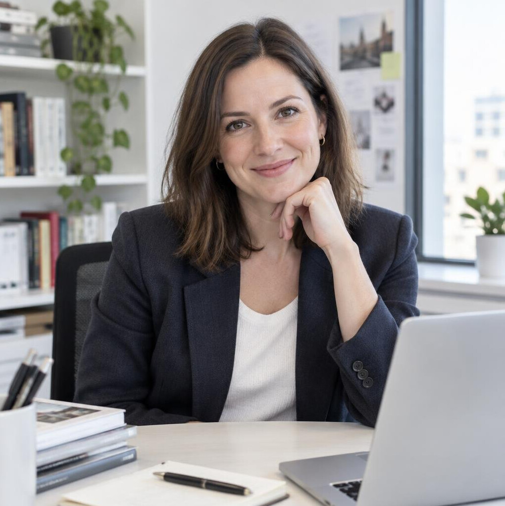 Portrait of a smiling young woman editor