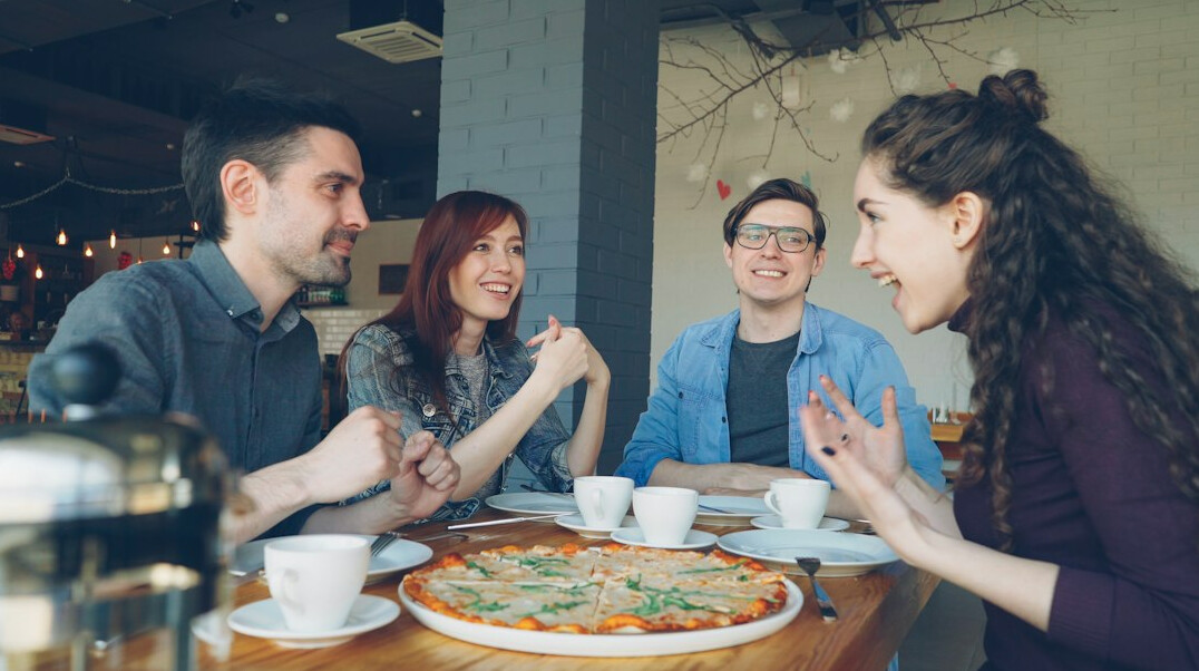 group of friends talking